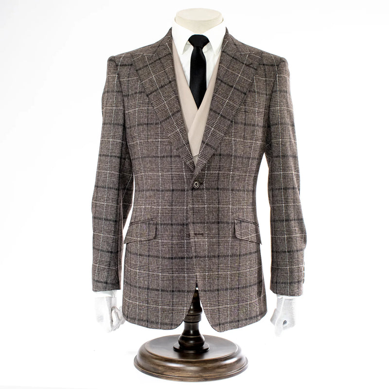 Chocolate Argyle Plaid 3-Piece Tailored-Fit Suit