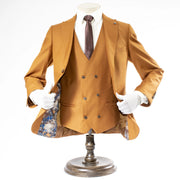 Men's Copper Brown 3-Piece Suit With Double-Breasted Vest