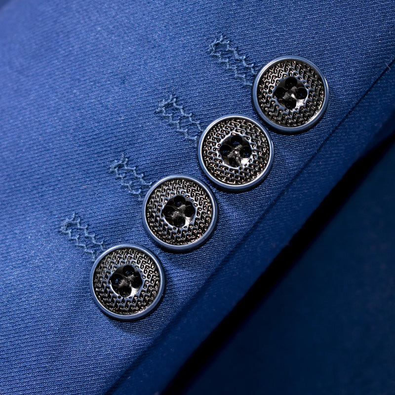 Men's Ink Blue 3-Piece Suit With Double-Breasted Vest