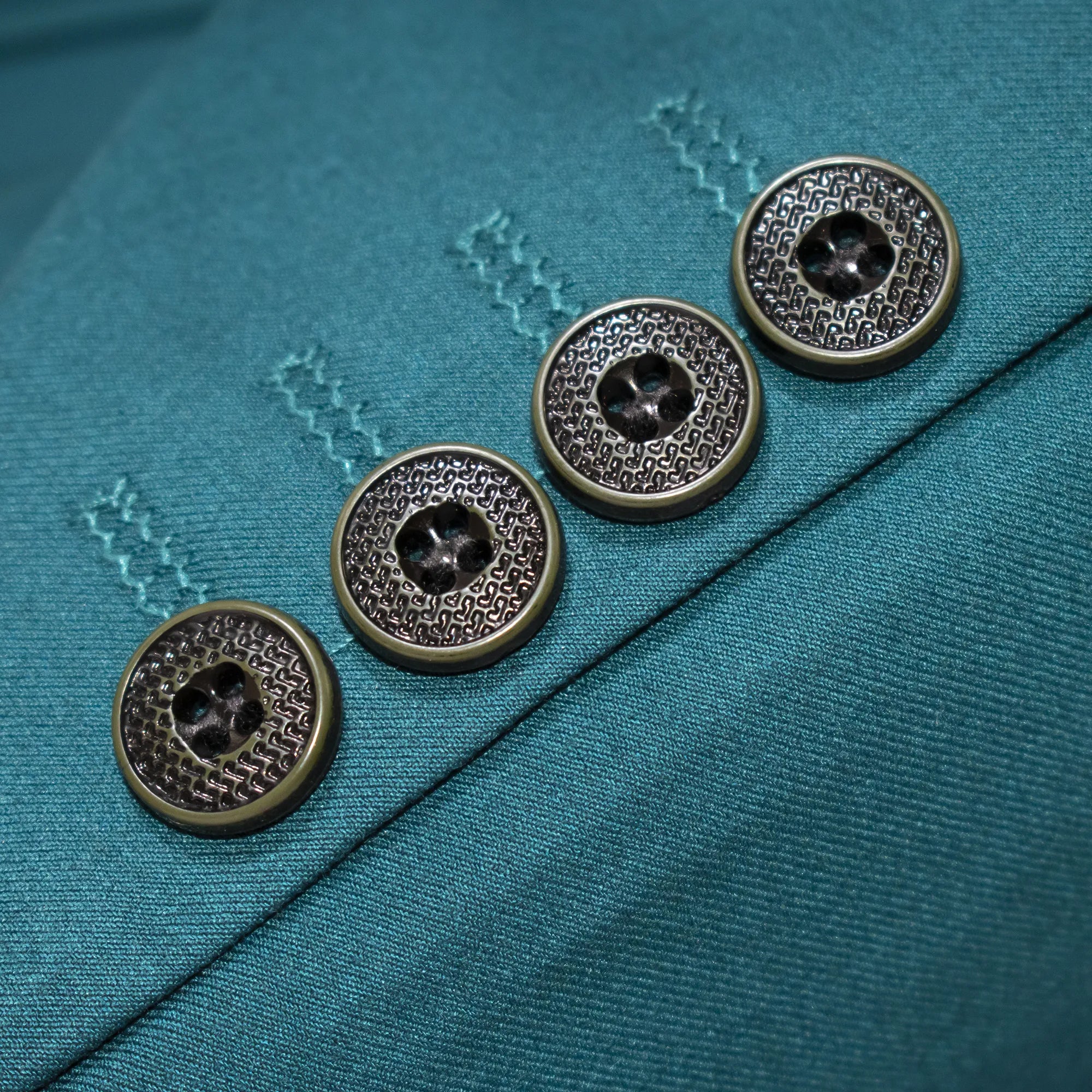 Men's Teal Green 3-Piece Suit With Double-Breasted Vest