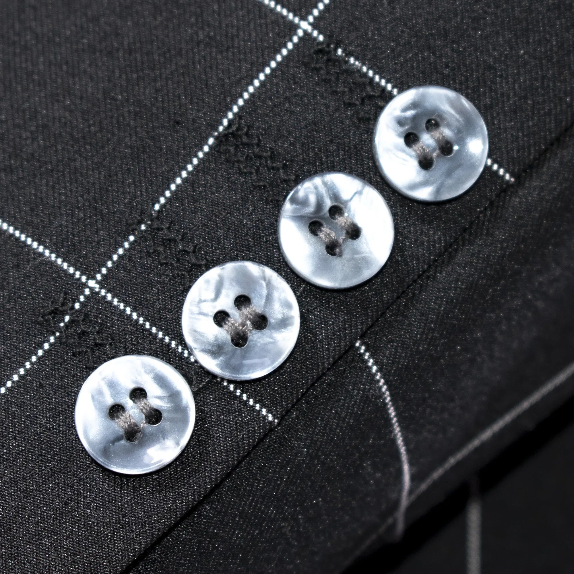 Men's Black Checked 3-Piece Tailored-Fit Suit - Button Cuffs