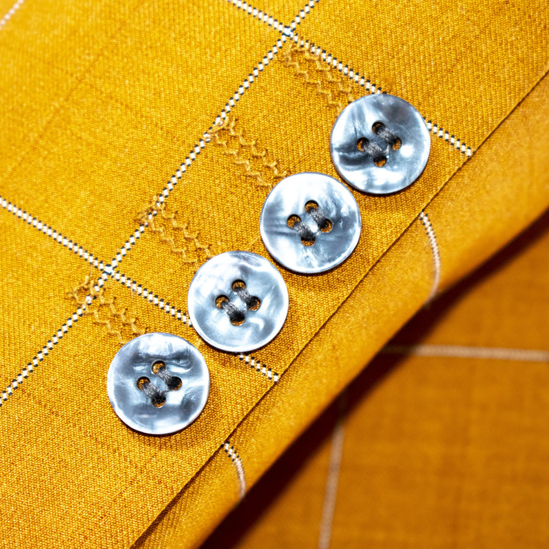 Men's Copper Checked 3-Piece Tailored-Fit Suit - Button Cuffs