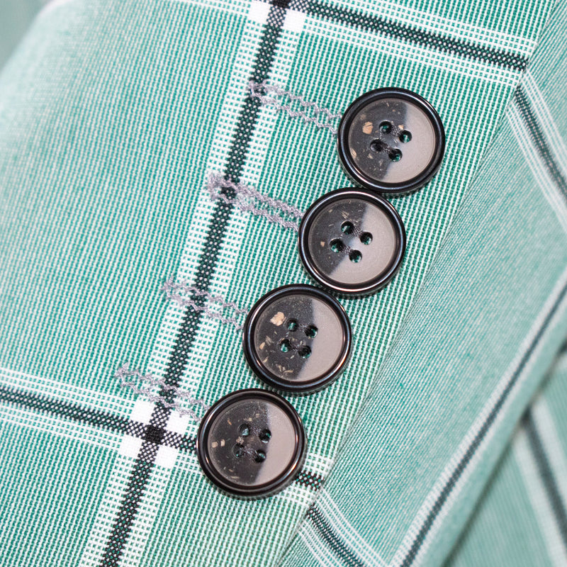 Men's Mint Green Plaid 3-Piece Tailored-Fit Suit With Peak Lapels