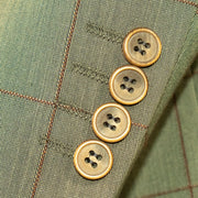 Men's Olive Green Plaid 3-Piece Tailored-Fit Suit With Peak Lapels