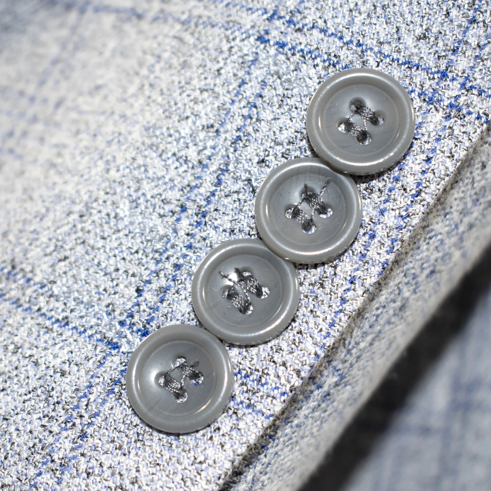 Silver Plaid 3-Piece Slim-Fit Suit With Notch Lapels