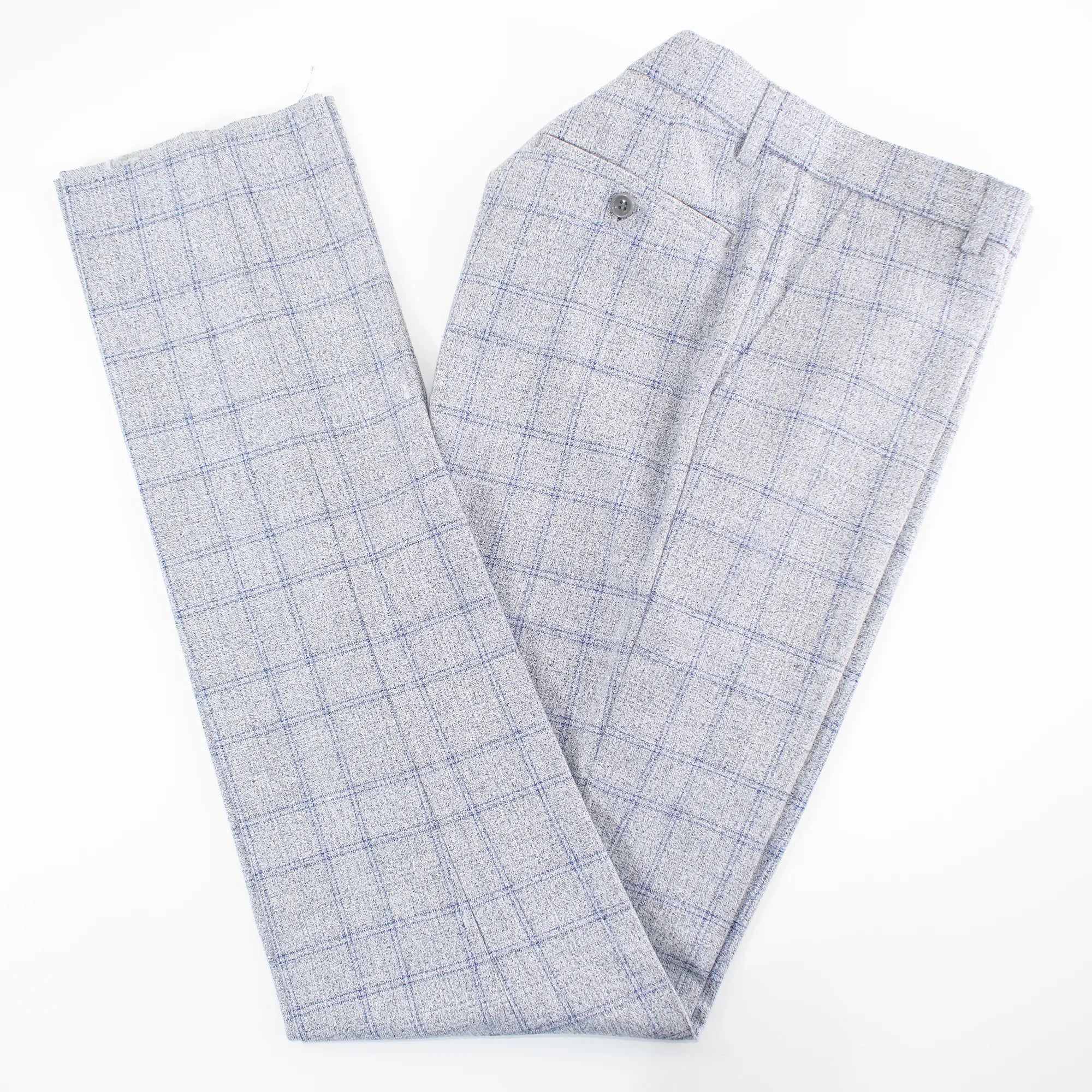 Silver Plaid 3-Piece Slim-Fit Suit With Notch Lapels