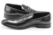 Men's Black Leather Penny Loafer Dress Shoe