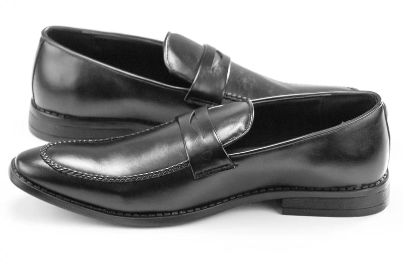 Men's Black Leather Penny Loafer Dress Shoe