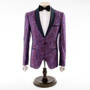 Men's Purple And Burgundy Paisley 3-Piece Slim-Fit Tuxedo