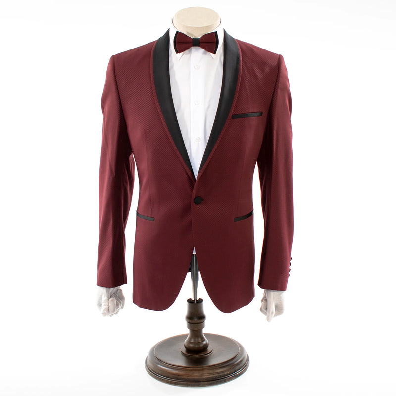 Burgundy Minicheck 2-Piece Slim-Fit Tuxedo