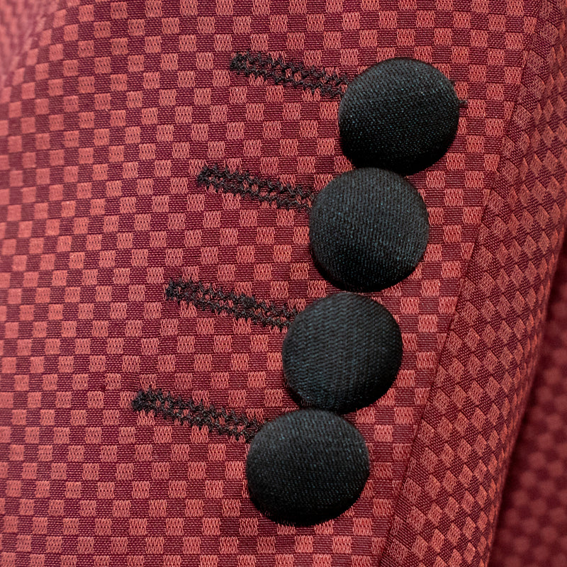 Burgundy Minicheck 2-Piece Slim-Fit Tuxedo