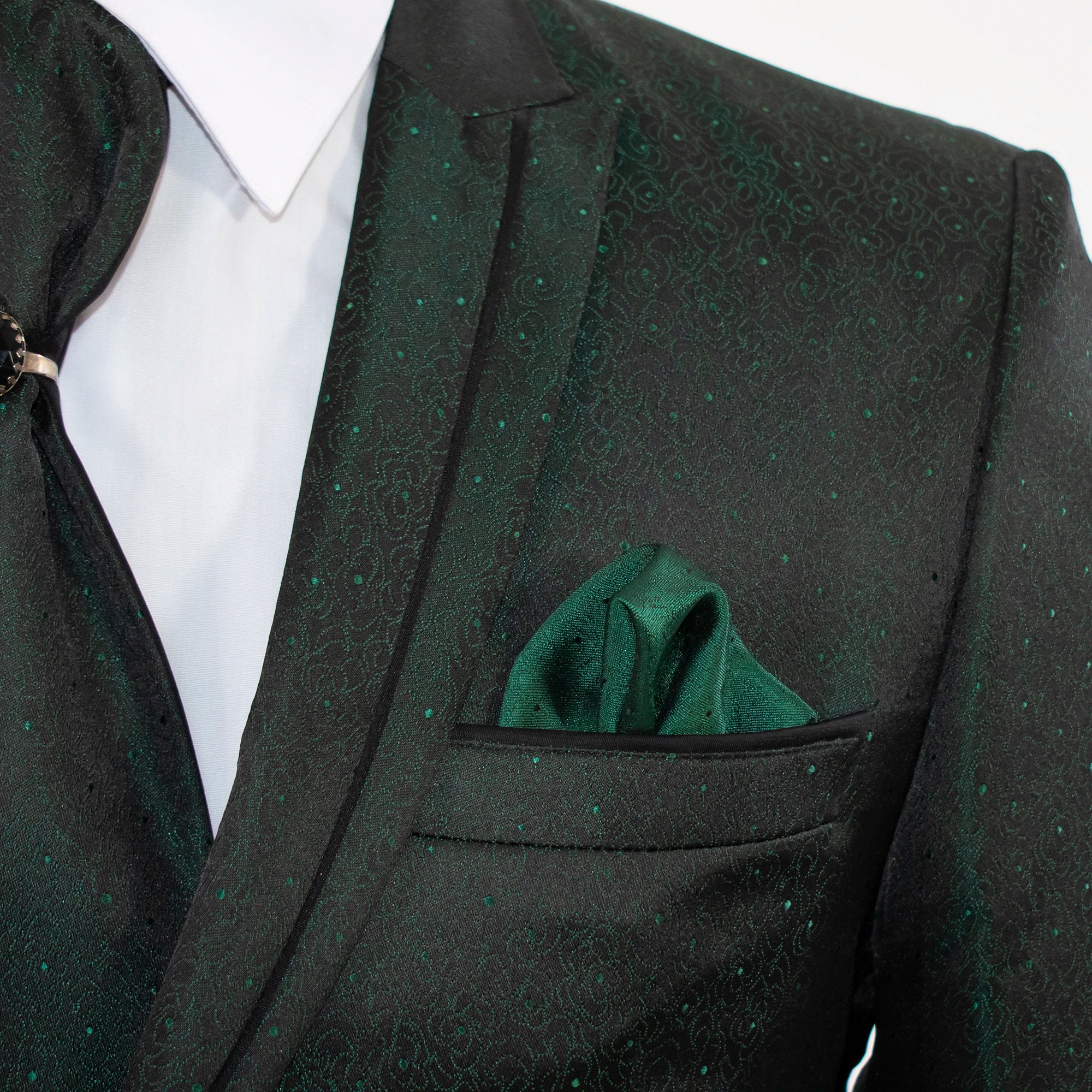 Forest Green Patterned 2-Piece Slim-Fit Tuxedo