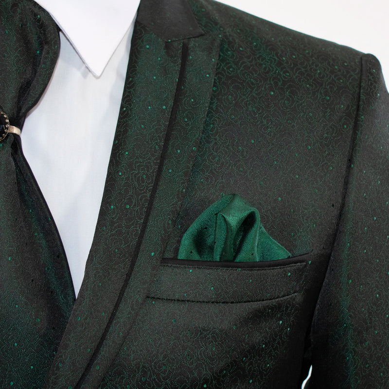 Forest Green Patterned 2-Piece Slim-Fit Tuxedo