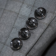 Men's Black And Gray Plaid 3-Piece Modern Fit Wool Suit