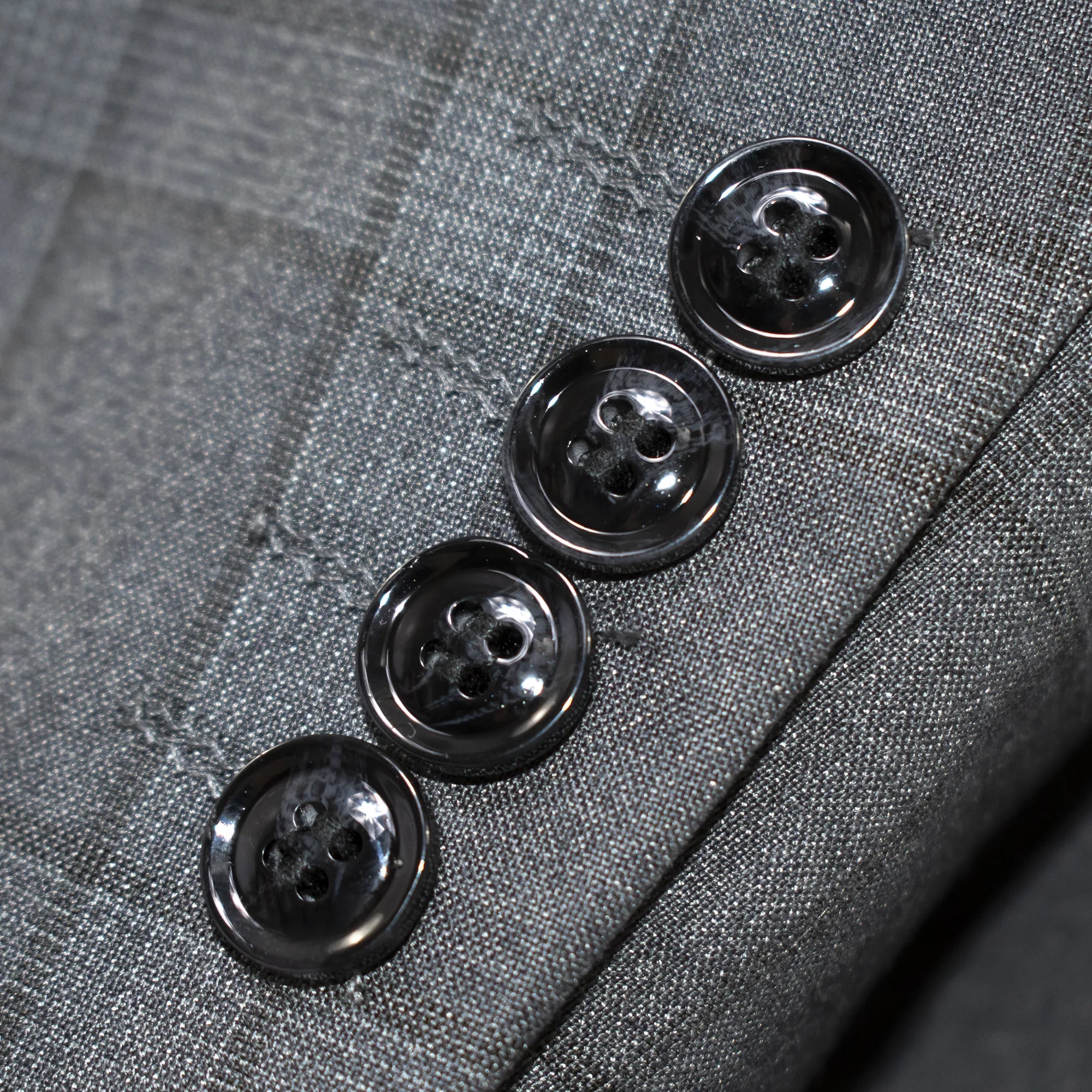 Men's Black And Gray Plaid 3-Piece Modern Fit Wool Suit