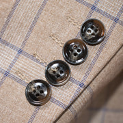 Men's Brown Plaid 3-Piece Modern Fit Wool Suit