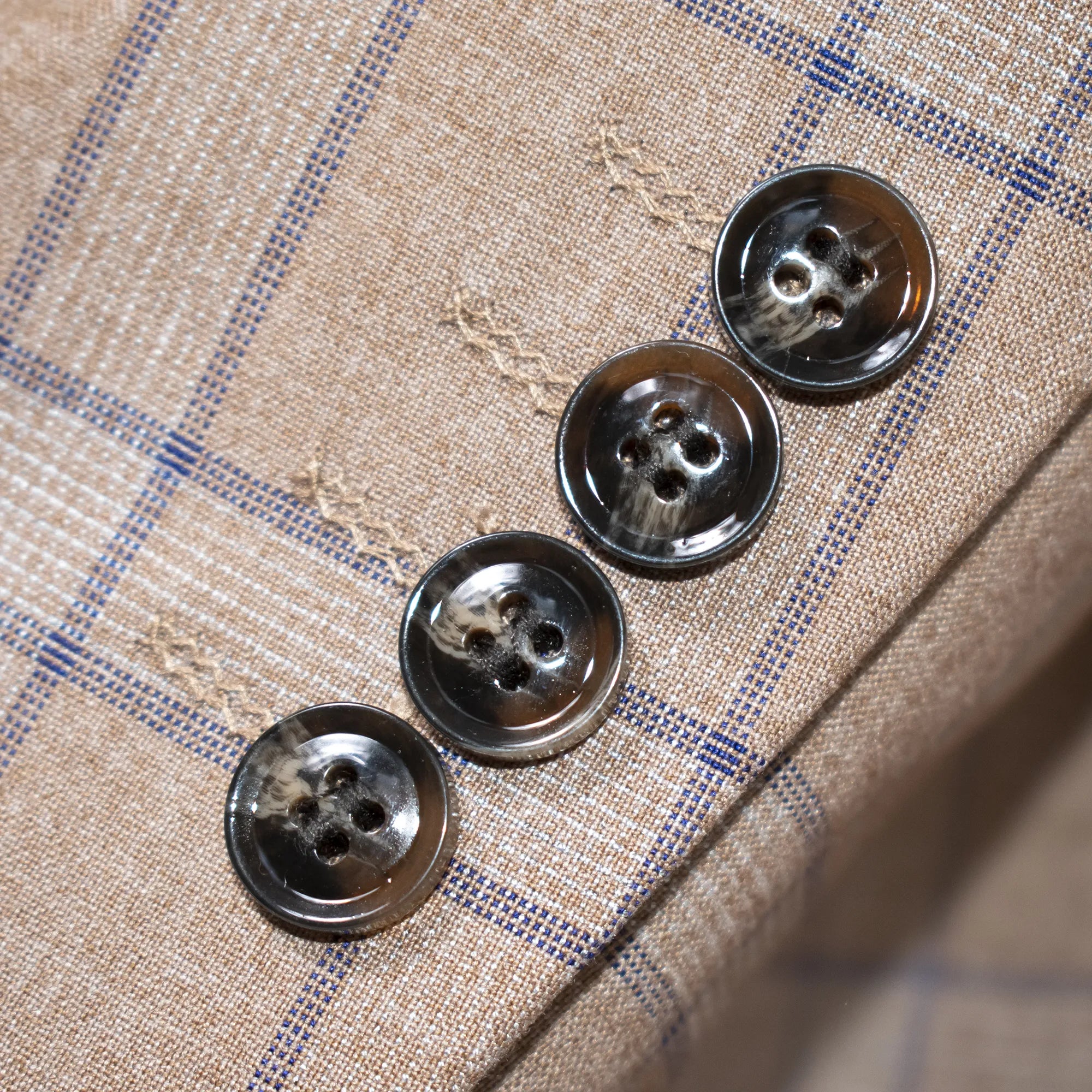 Men's Brown Plaid 3-Piece Modern Fit Wool Suit
