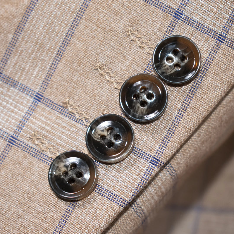 Men's Brown Plaid 3-Piece Modern Fit Wool Suit