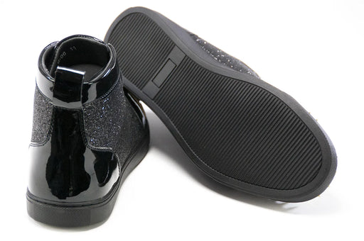 Men's Black And Gold Glitter Spiked High Top Sneakers