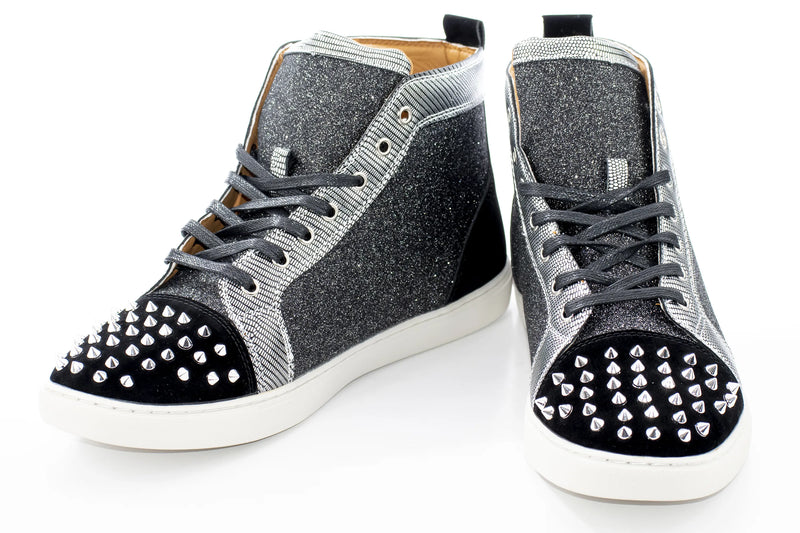 Black Spiked Glitter High-Top Sneaker