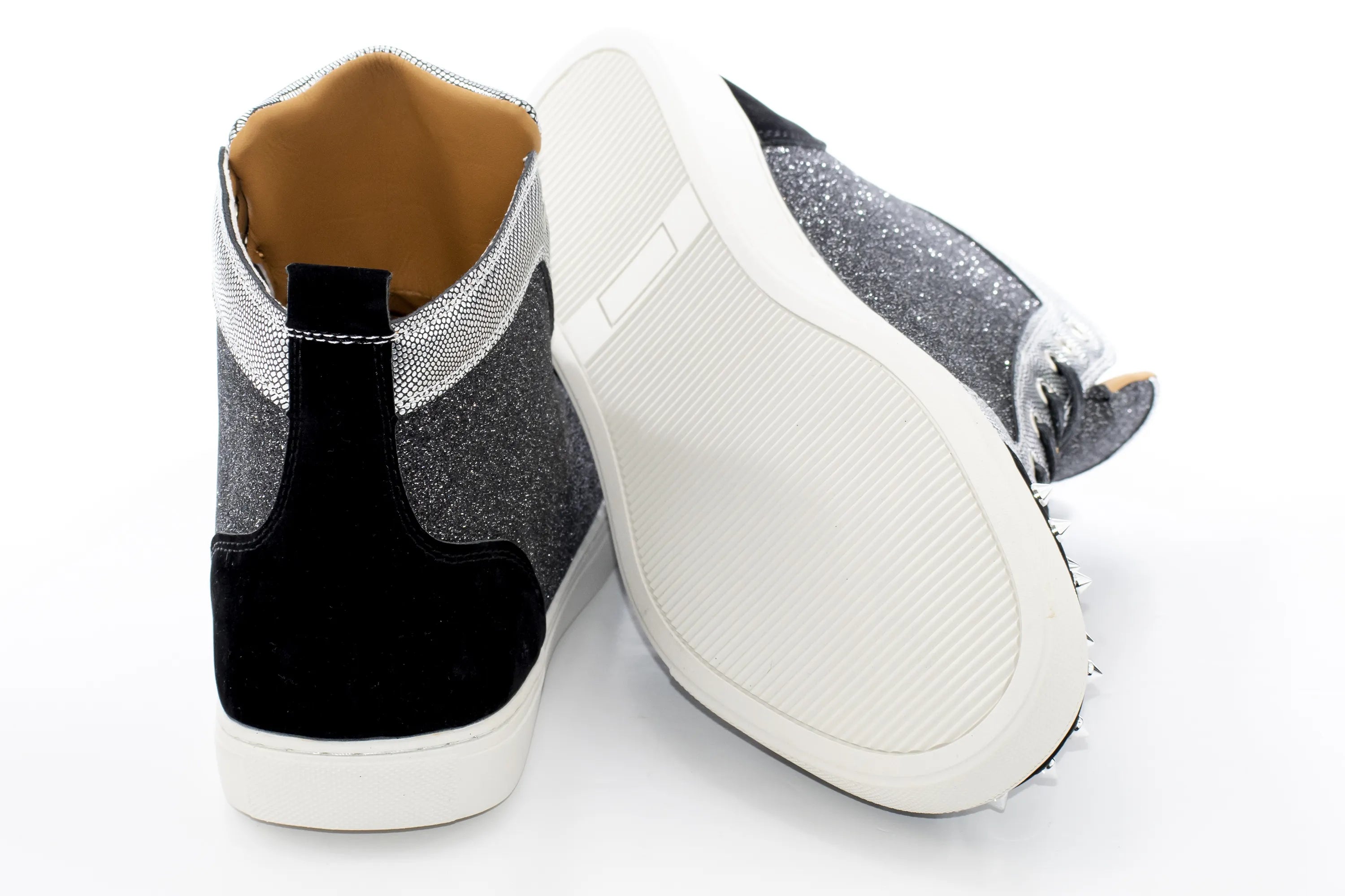 Black Spiked Glitter High-Top Sneaker