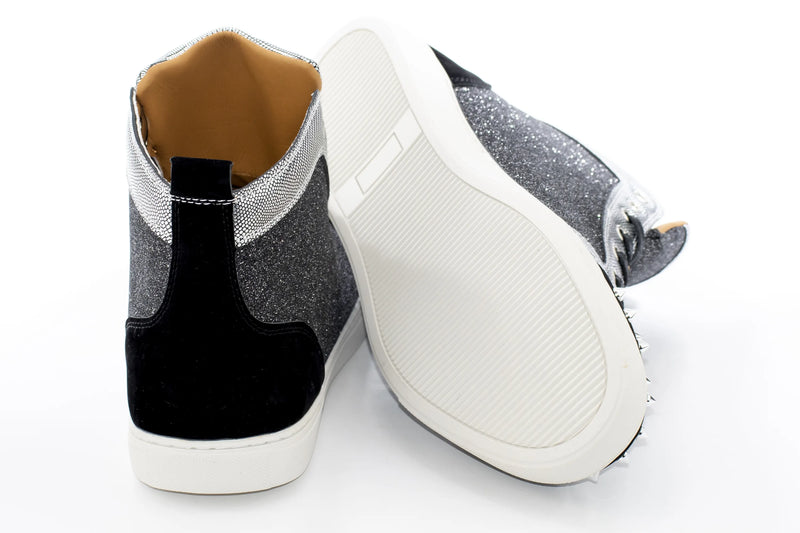 Black Spiked Glitter High-Top Sneaker