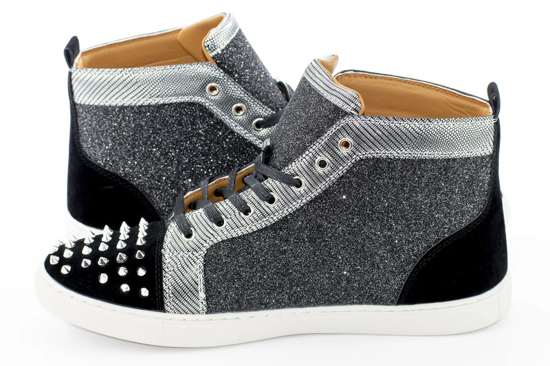 Black Spiked Glitter High-Top Sneaker
