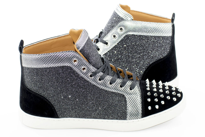Black Spiked Glitter High-Top Sneaker