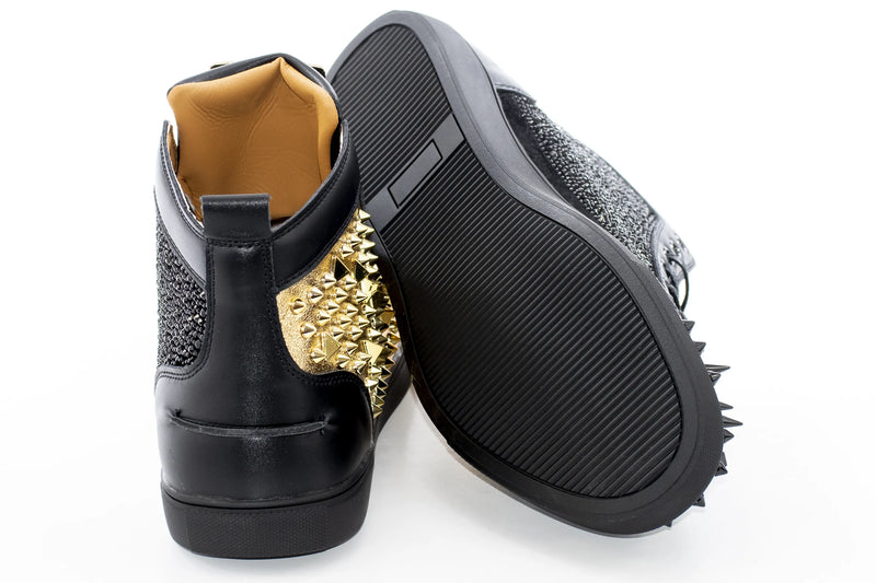 Black and Gold Spiked High-Tops