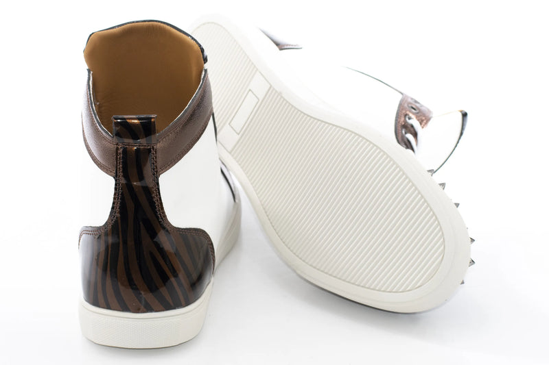White and Bronze Spiked High-Tops
