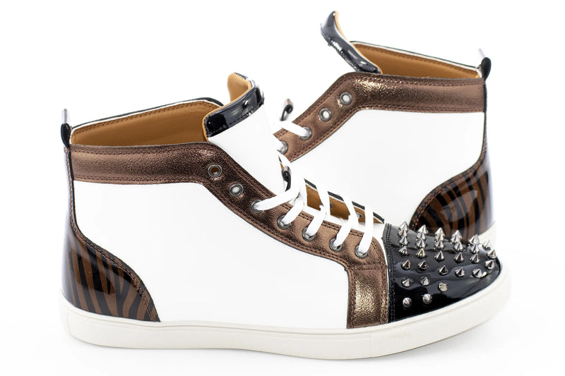 White and Bronze Spiked High-Tops