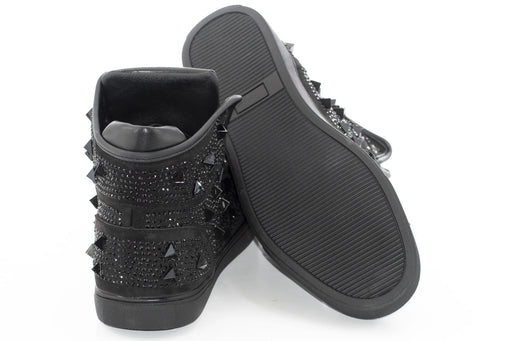 Black Metallic Spiked Designer High-Tops