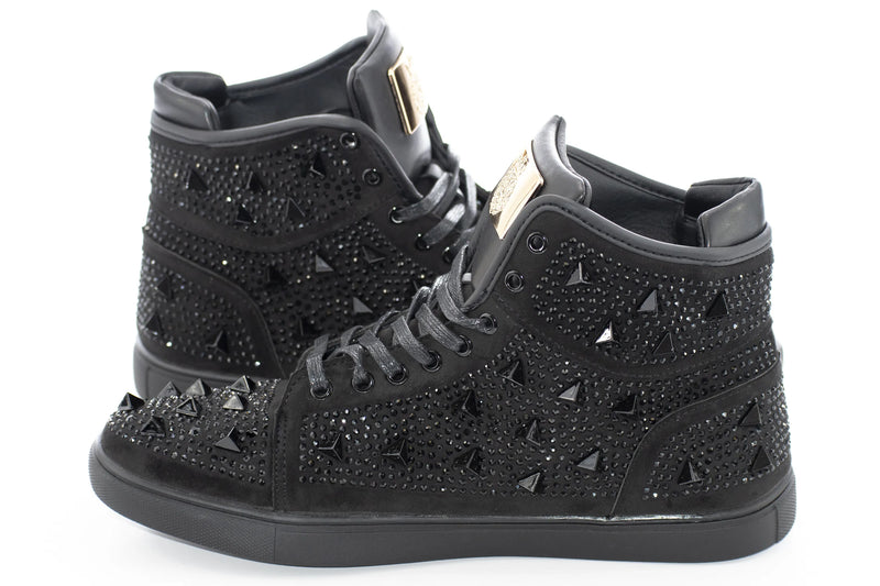 Black Metallic Spiked Designer High-Tops