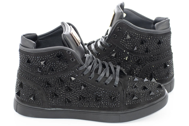 Black Metallic Spiked Designer High-Tops
