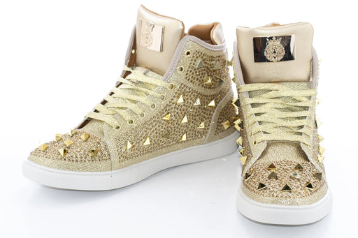 Metallic Spiked Designer High-Top Sneakers