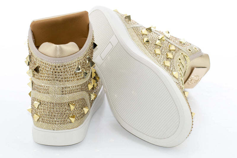 Metallic Spiked Designer High-Top Sneakers