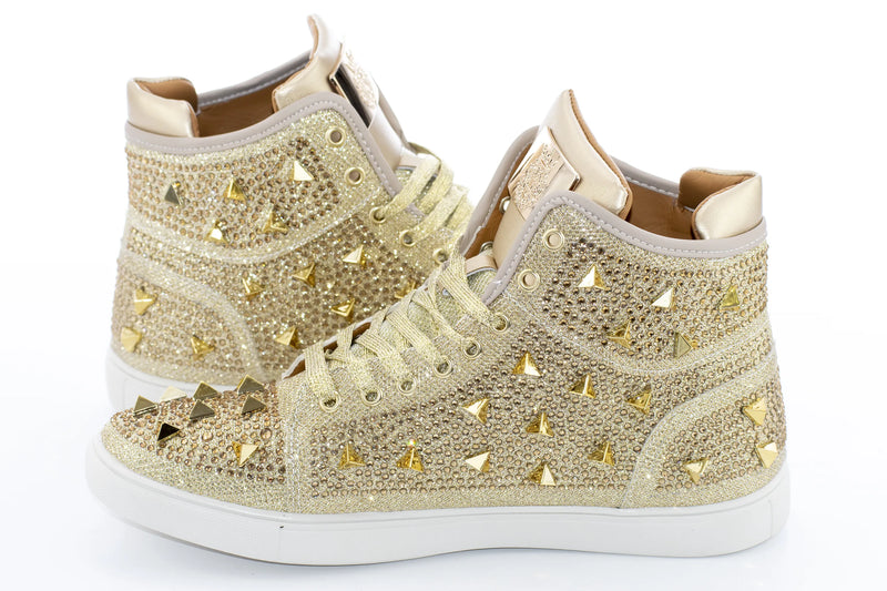 Metallic Spiked Designer High-Top Sneakers