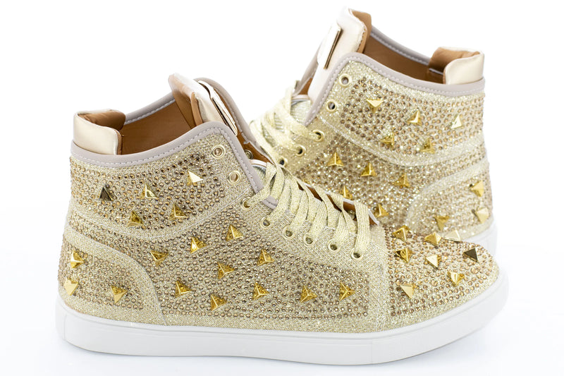 Metallic Spiked Designer High-Top Sneakers