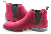 Burgundy Suede Chelsea Boot - Quarter And Heel