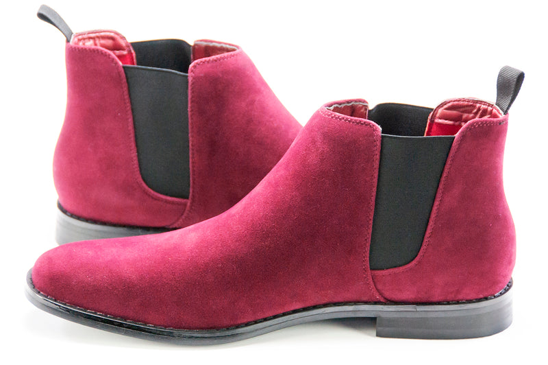 Burgundy Suede Chelsea Boot - Quarter And Heel