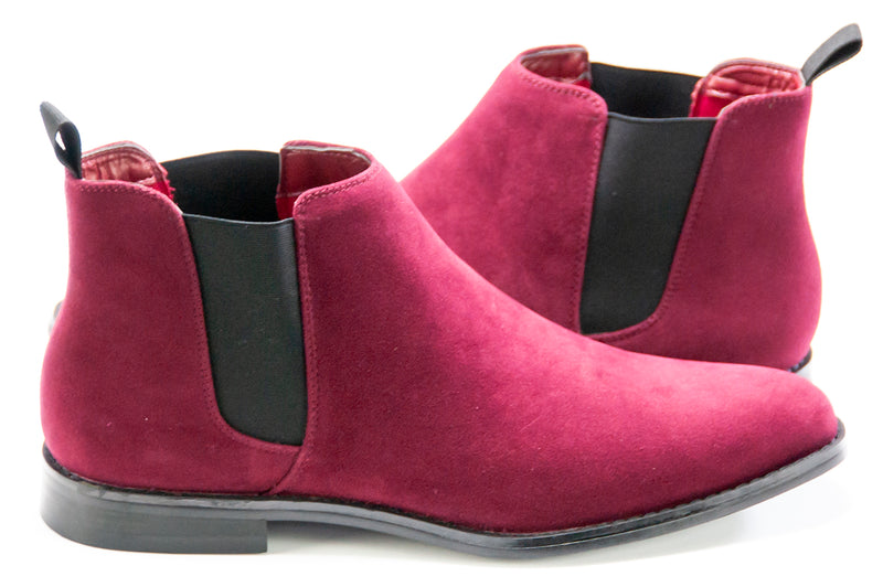 Burgundy Suede Chelsea Boot - Quarter And Heel