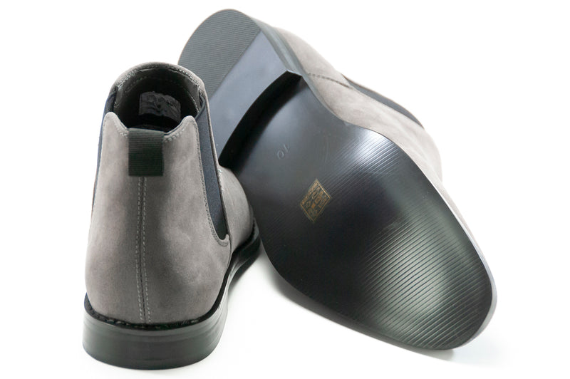 Charcoal Gray Suede Chelsea Boot - Back And Sole