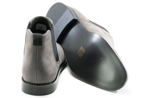 Charcoal Gray Suede Chelsea Boot - Back And Sole