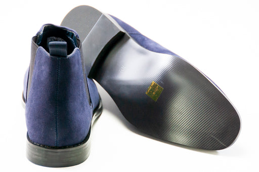 Navy Suede Chelsea Boot - Back, Sole