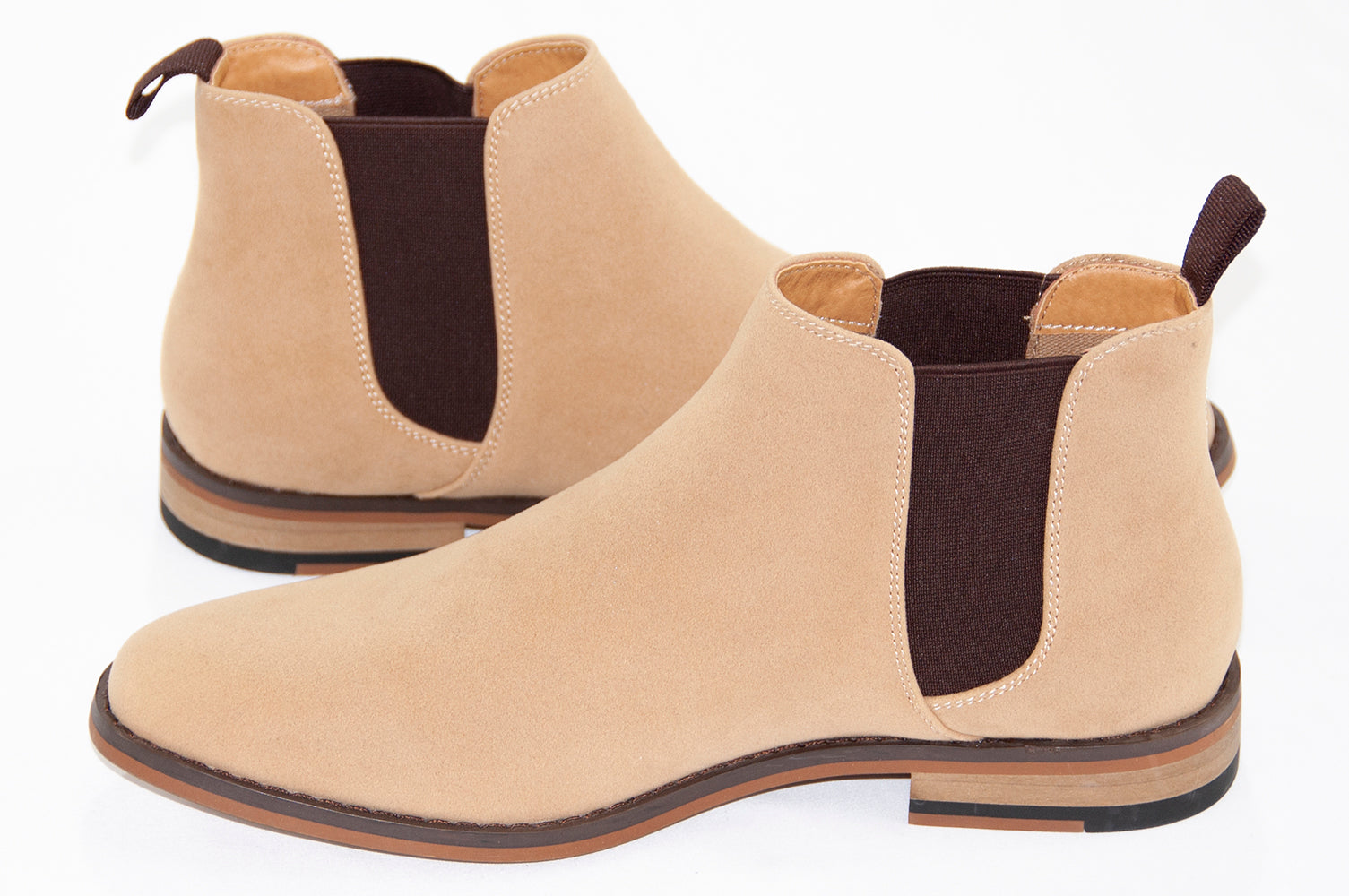 Beige Suede Chelsea Boot - Quarter And Heel