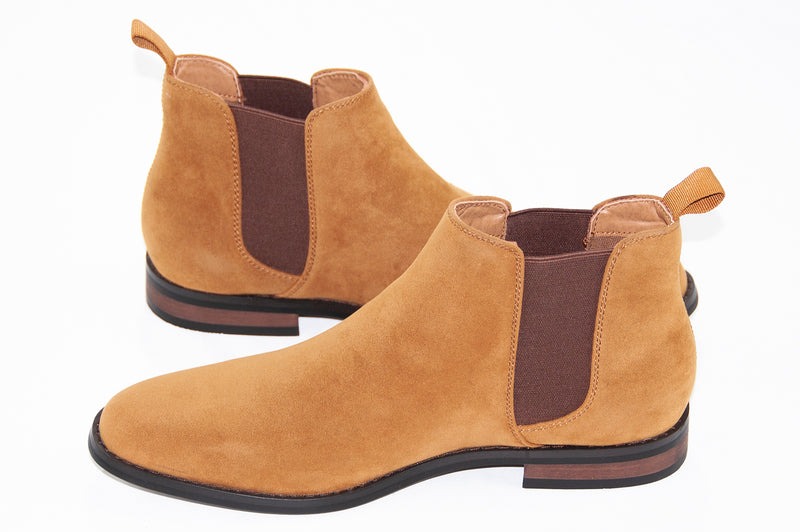 Camel Suede Chelsea Boot - Quarter And Heel