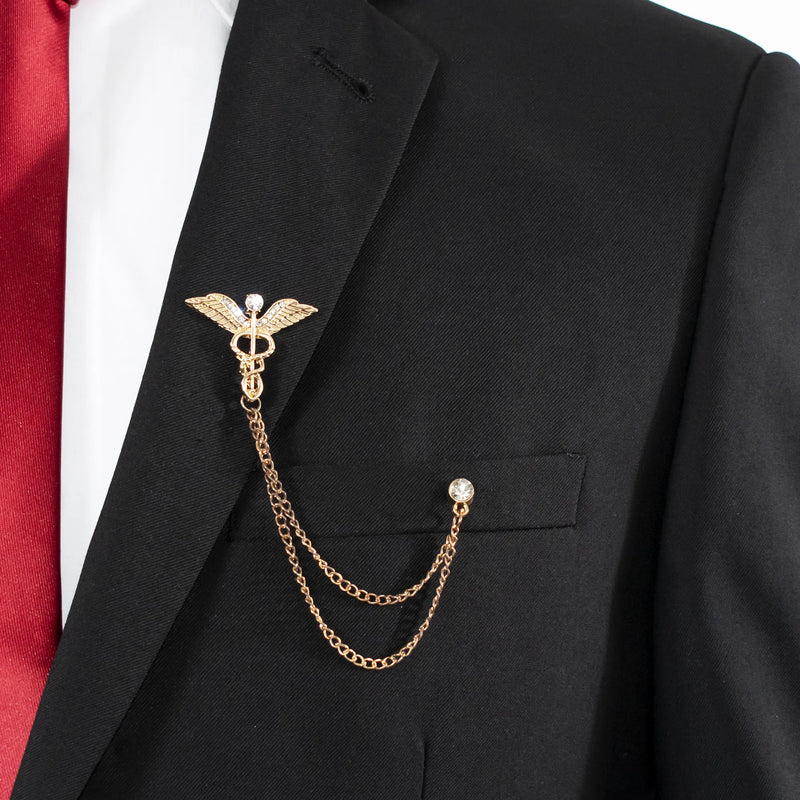 Gold Caduceus Lapel Pin