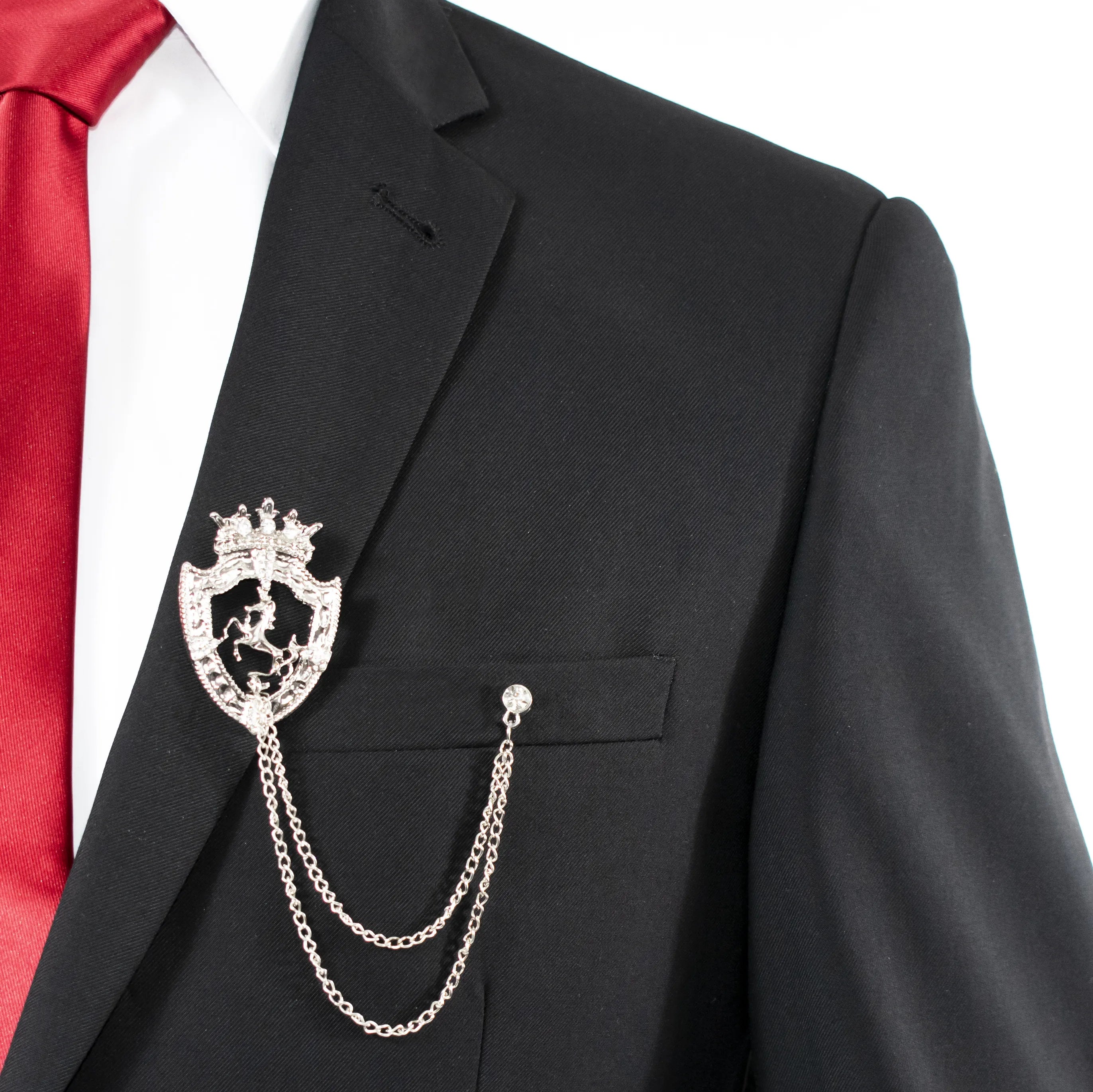Silver Stallion Crest Lapel Pin