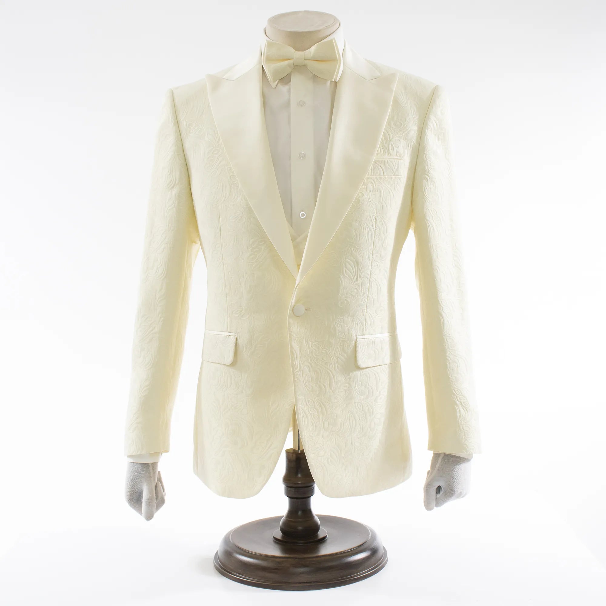Men's Off White 3-Piece Floral Tuxedo