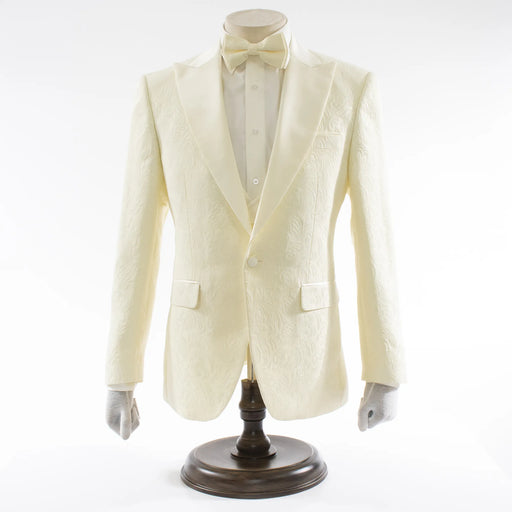 Men's Off White 3-Piece Floral Tuxedo